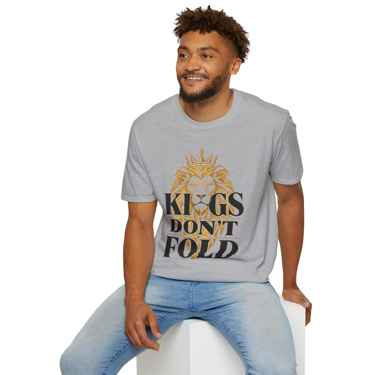 Kings Don't Fold T‑Shirt — Gold Lion Crown Graphic Tee