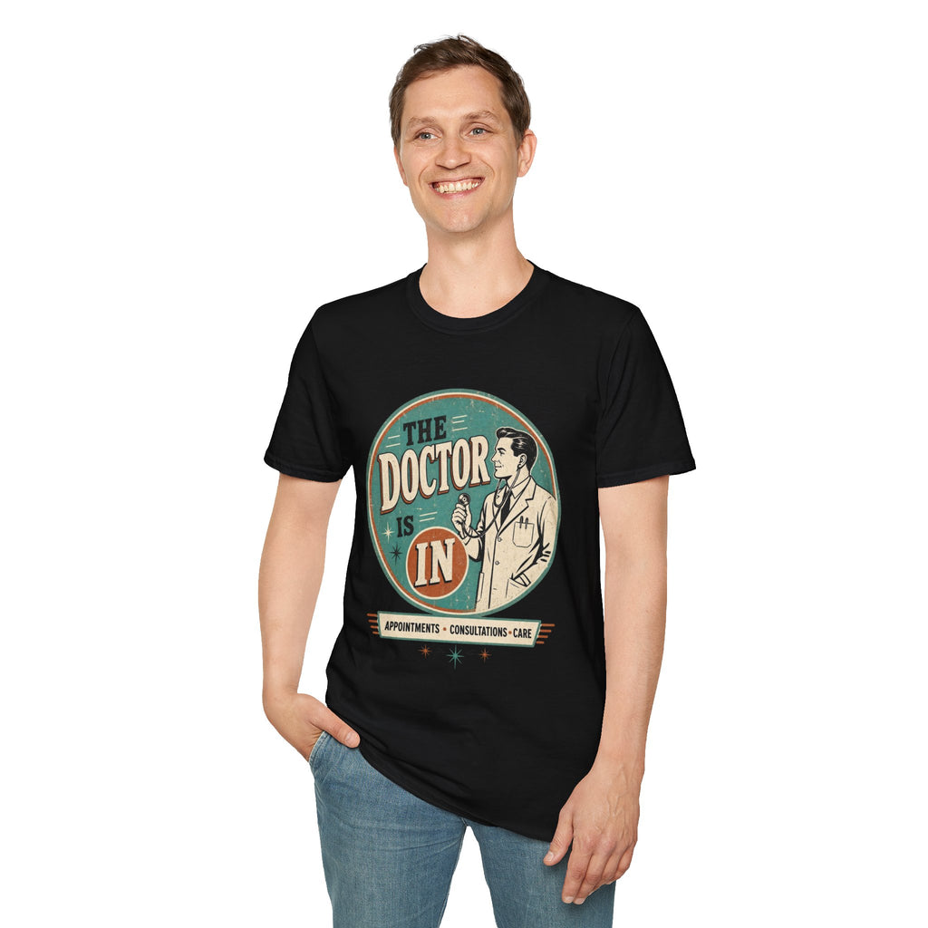 The Doctor Is In Retro Graphic T-Shirt — Vintage Medical Humor Tee