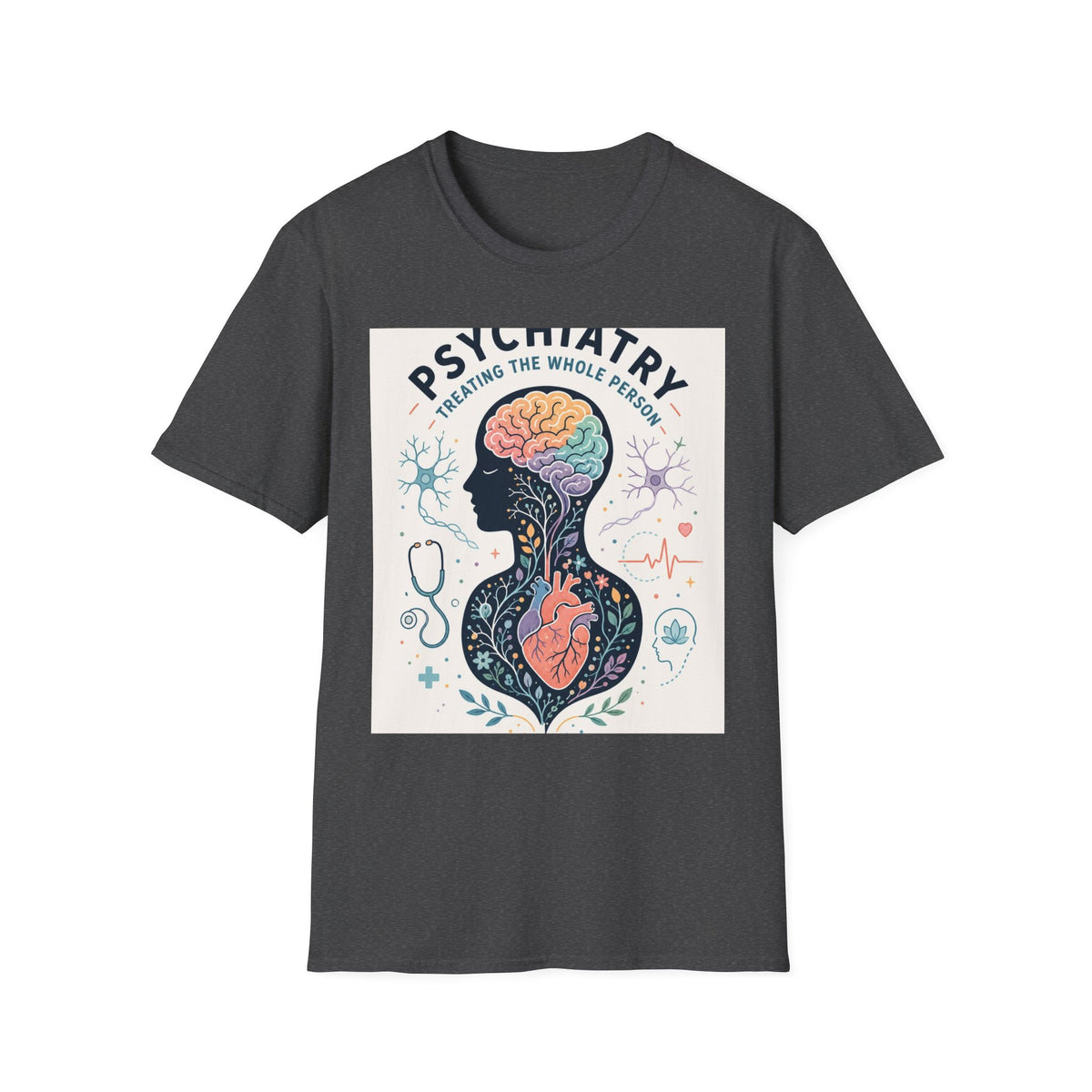Colorful Brain And Heart In Human Silhouette With Text