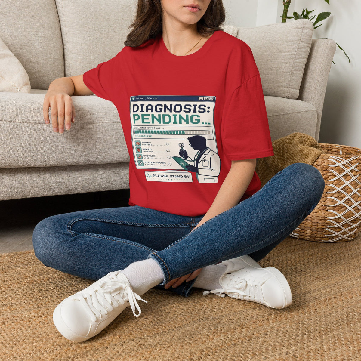 Humorous T-Shirt Design Featuring Doctor's Chart Diagnosis Pending- Graphic Tees
