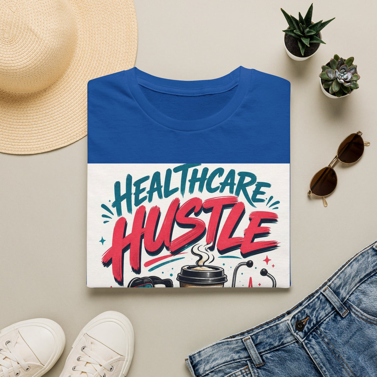 Dynamic T Shirt Design Featuring Healthcare Hustle Text