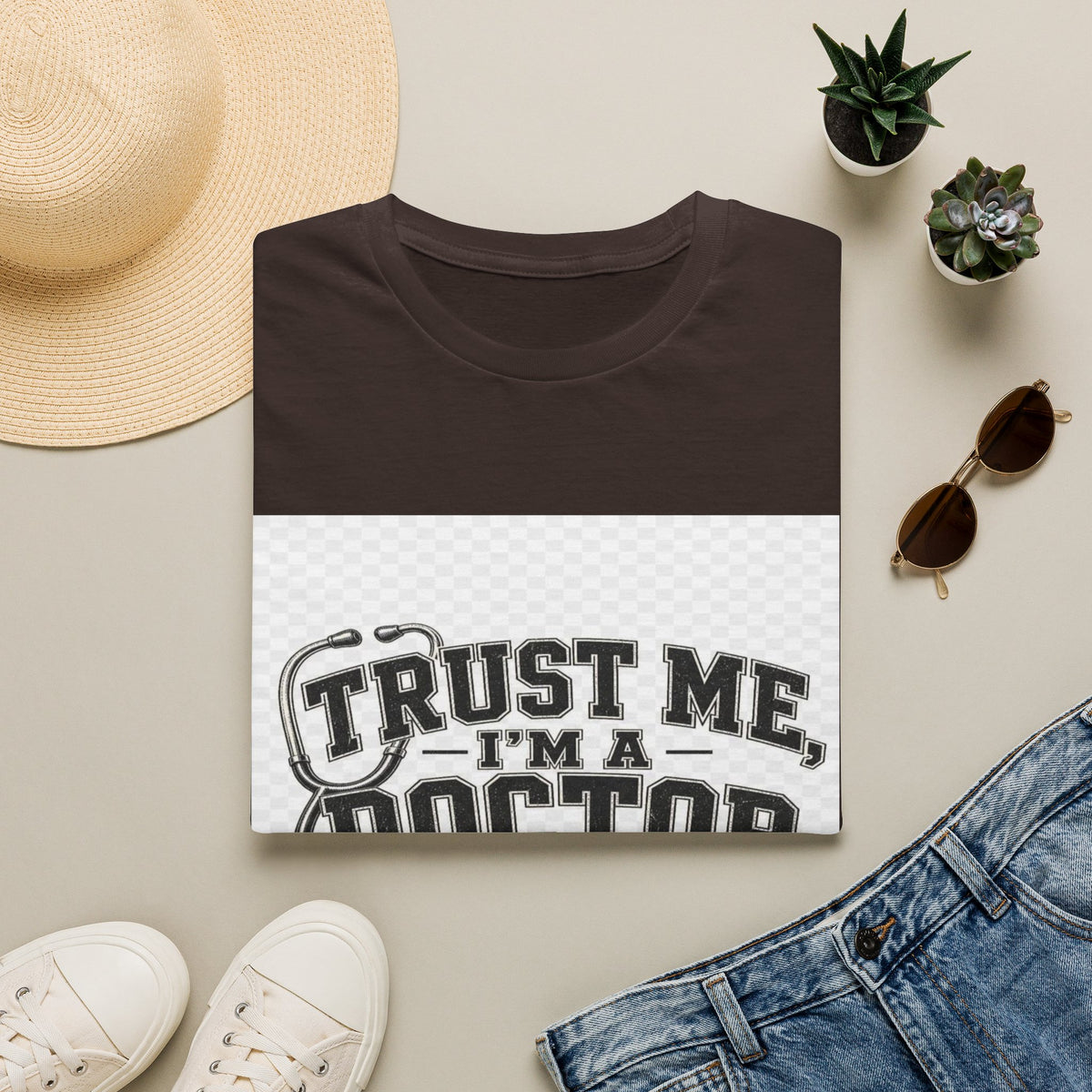 Vintage Varsity Typography Design Featuring Trust Me I'm A Doctor- Graphic Tees