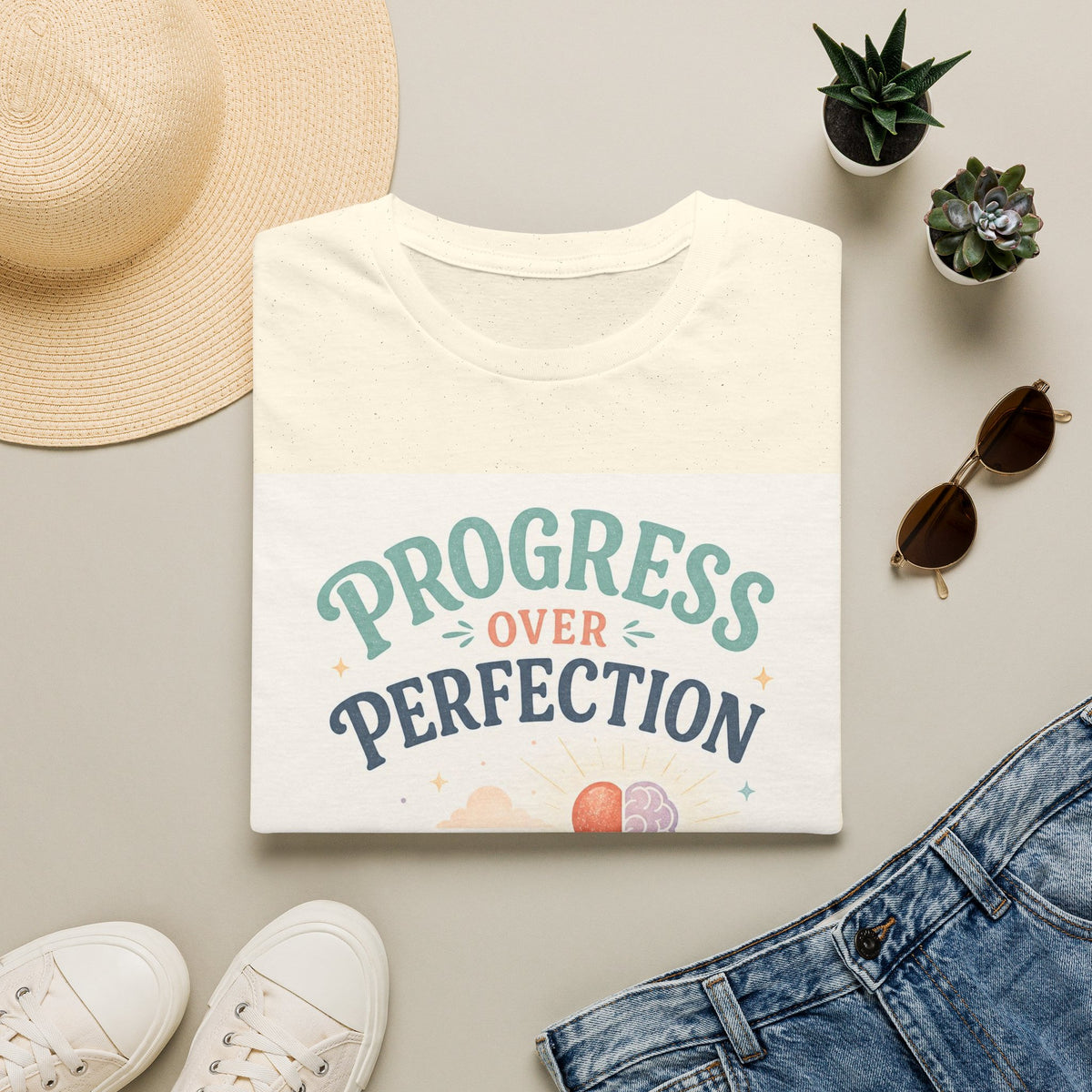Bold T Shirt Design Featuring Progress Over Perfection Phrase