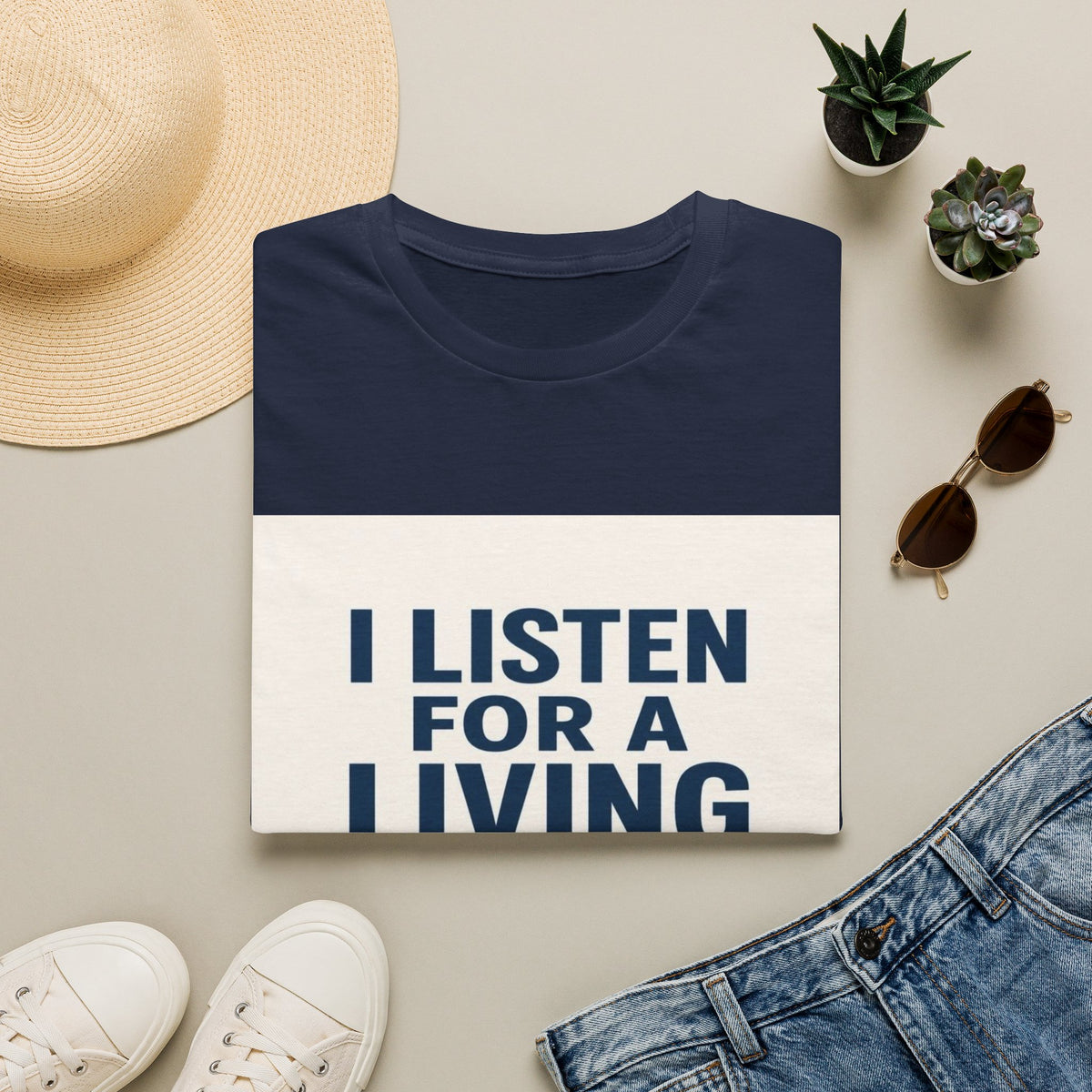 Bold Text And Minimalist Ear Illustration In Modern Design- Graphic Tees