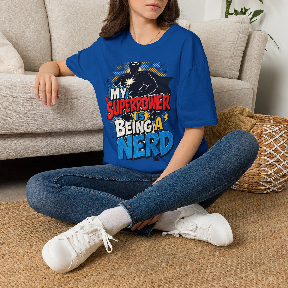 Comic Book Typography Celebrating Nerd Culture With Superhero Silhouette