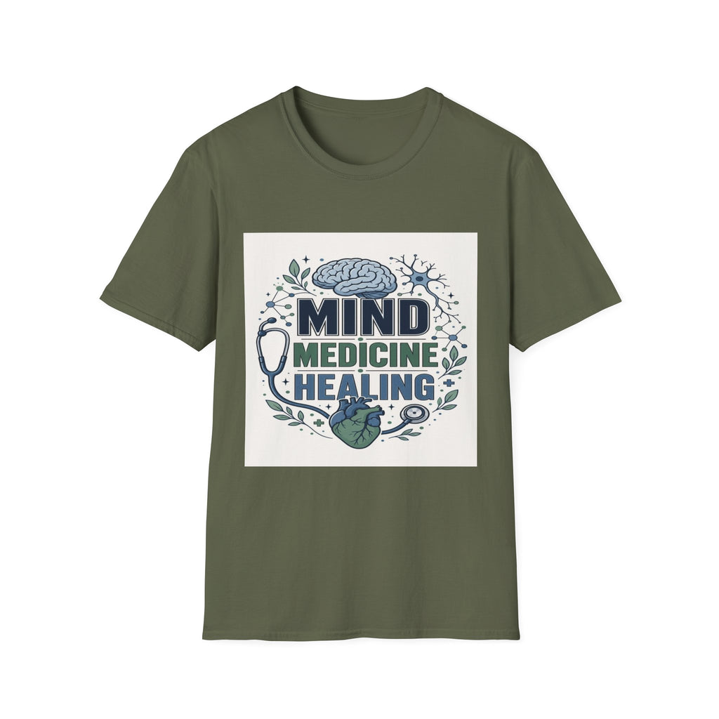 Illustration of Stacked Words Mind Medicine Healing with Medical Icons- Graphic Tees
