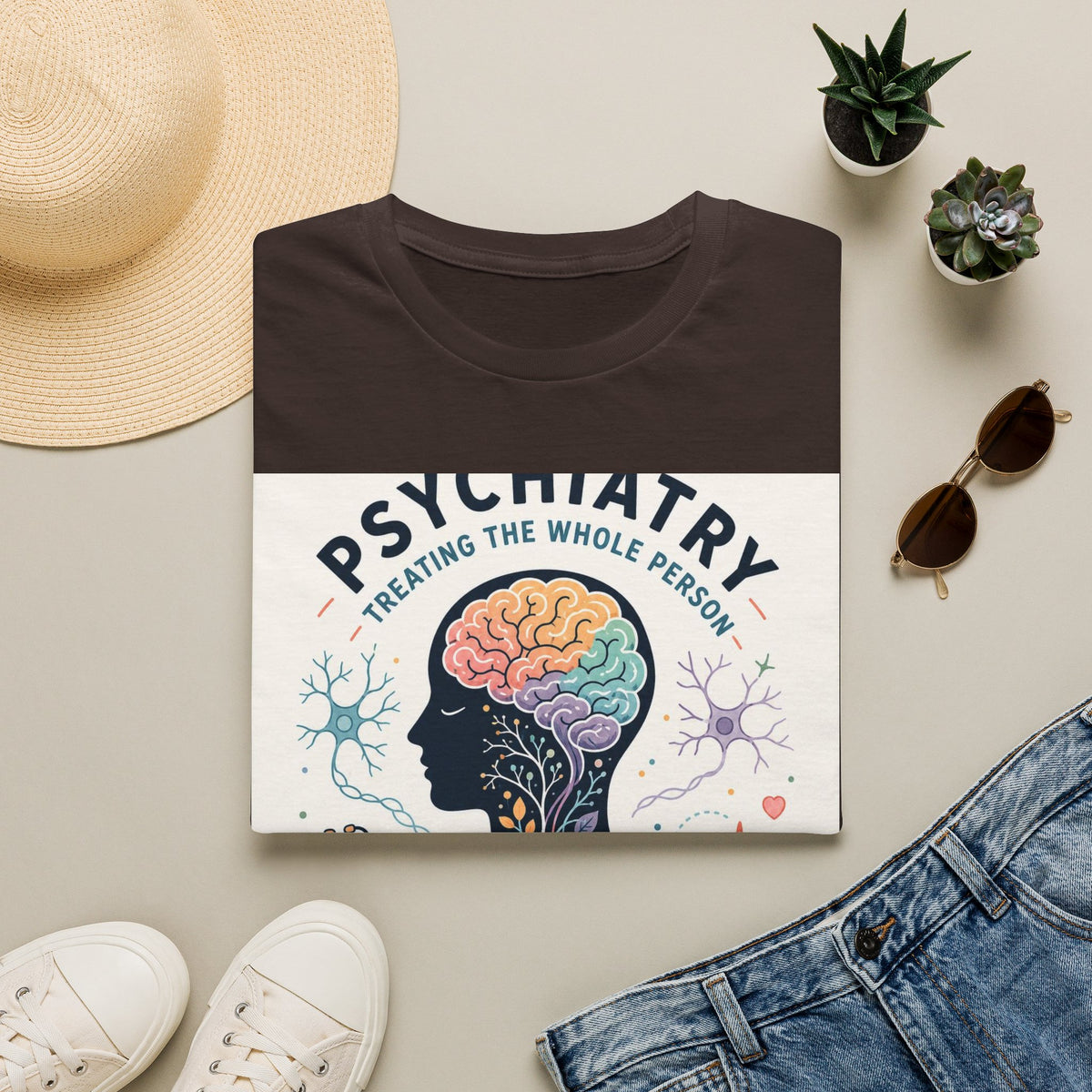 Colorful Brain And Heart In Human Silhouette With Text