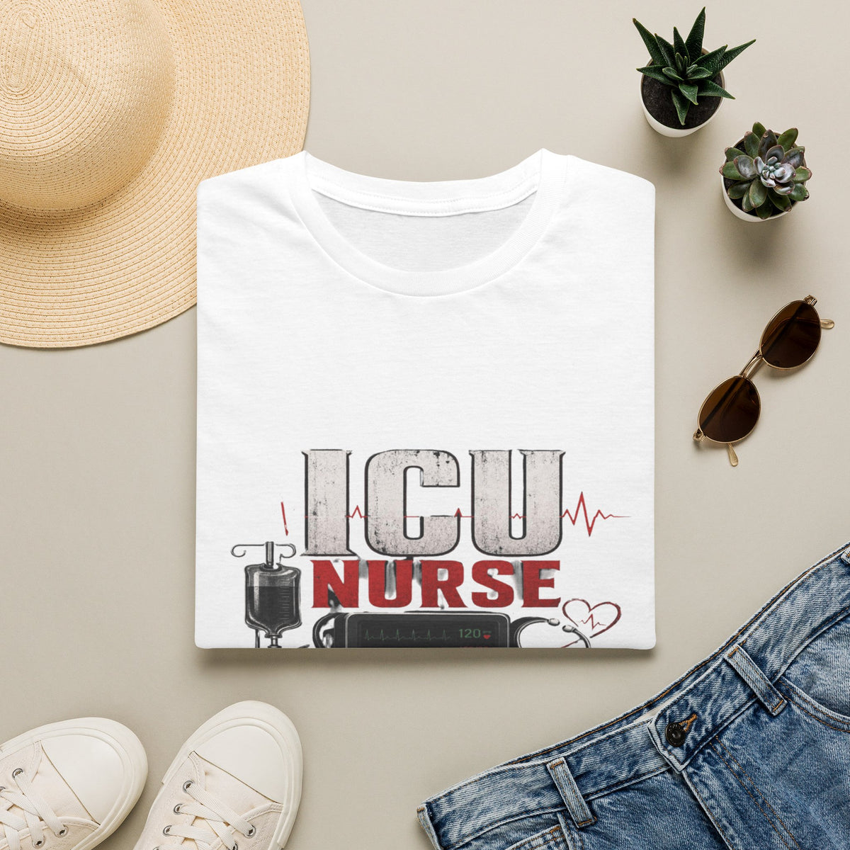 Powerful ICU Nurse T-Shirt Design With Bold Typography- Graphic Tees