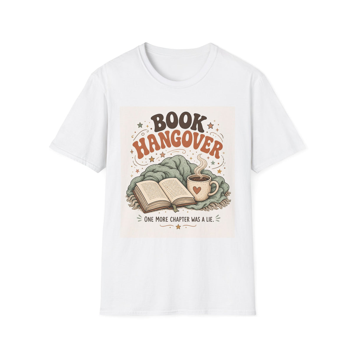 Cozy T Shirt Design Featuring Book And Coffee Cup