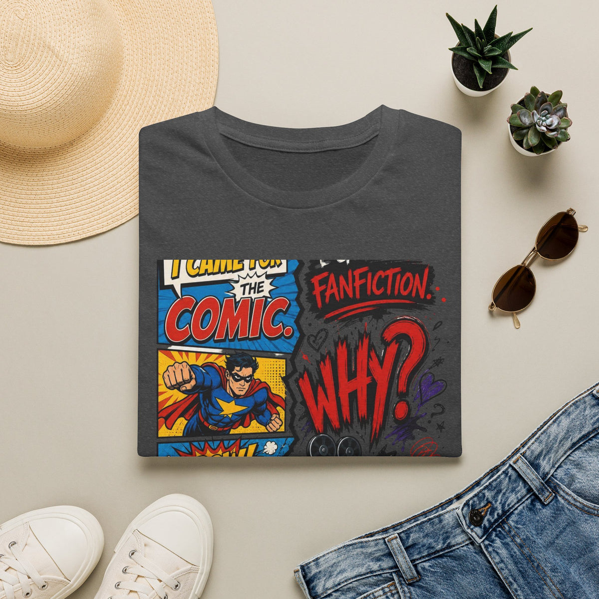 Split T Shirt Design Featuring Comic Panels And Fanfiction Elements