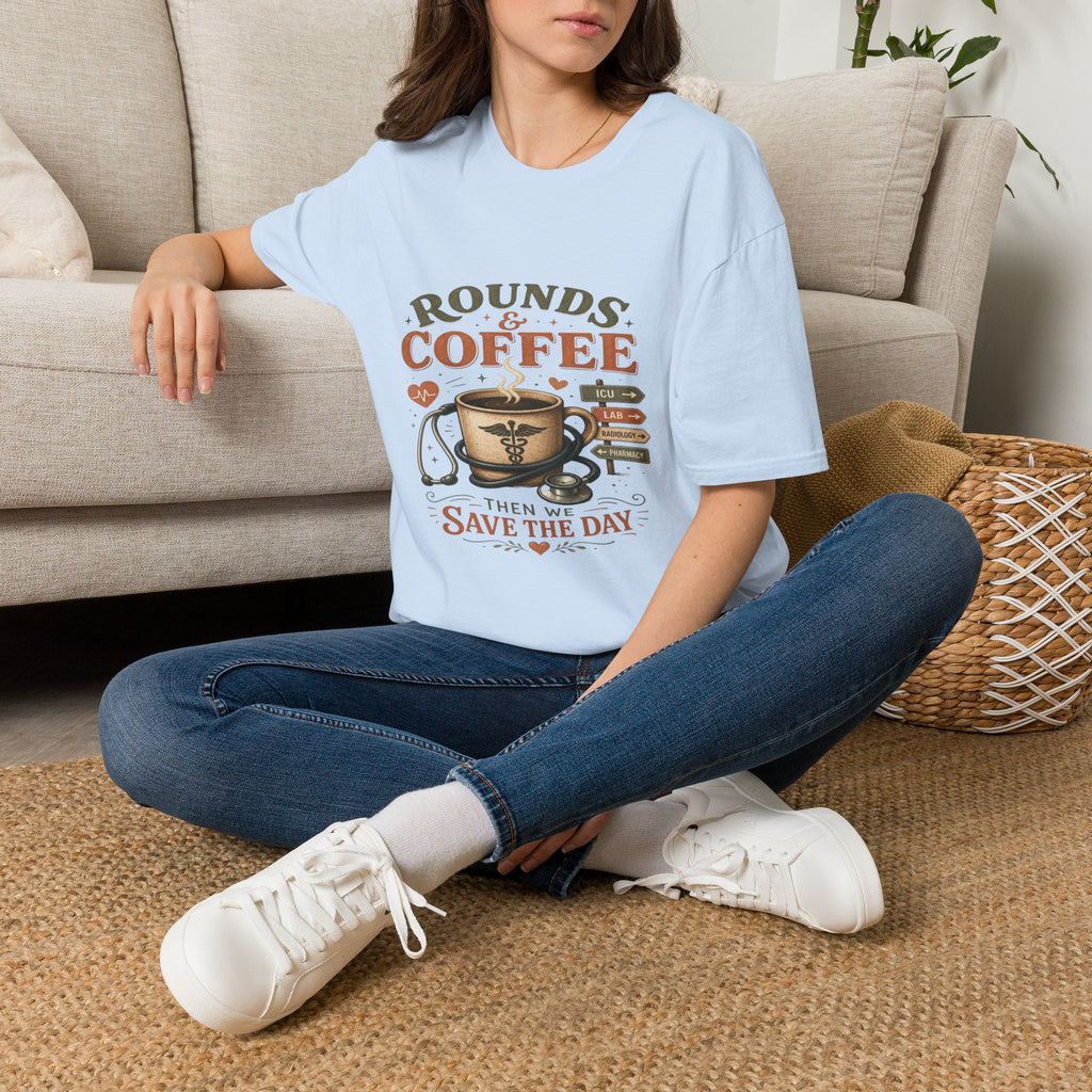 Coffee Cup With Stethoscope Combining Vintage Café And Medical Aesthetics- Graphic Tees