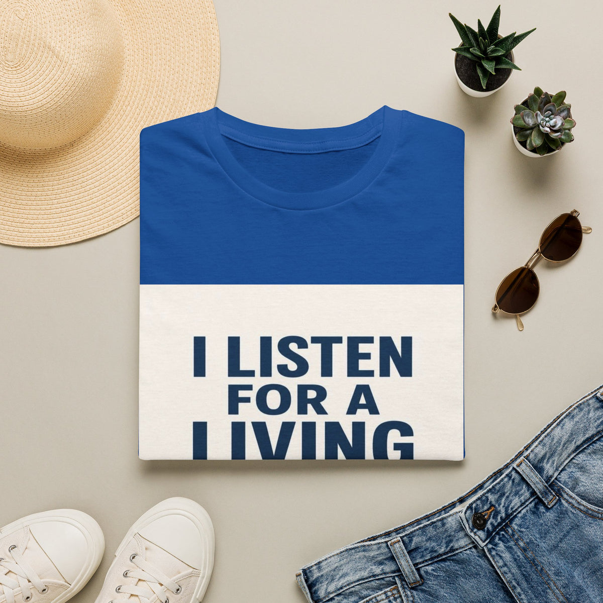 Bold Text And Minimalist Ear Illustration In Modern Design- Graphic Tees