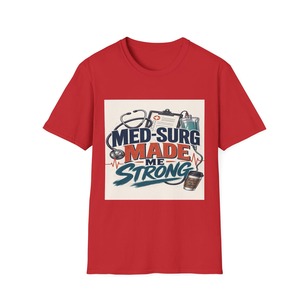 Bold Typography Design Celebrating Med-Surg Strength With Healthcare Icons- Graphic Tees