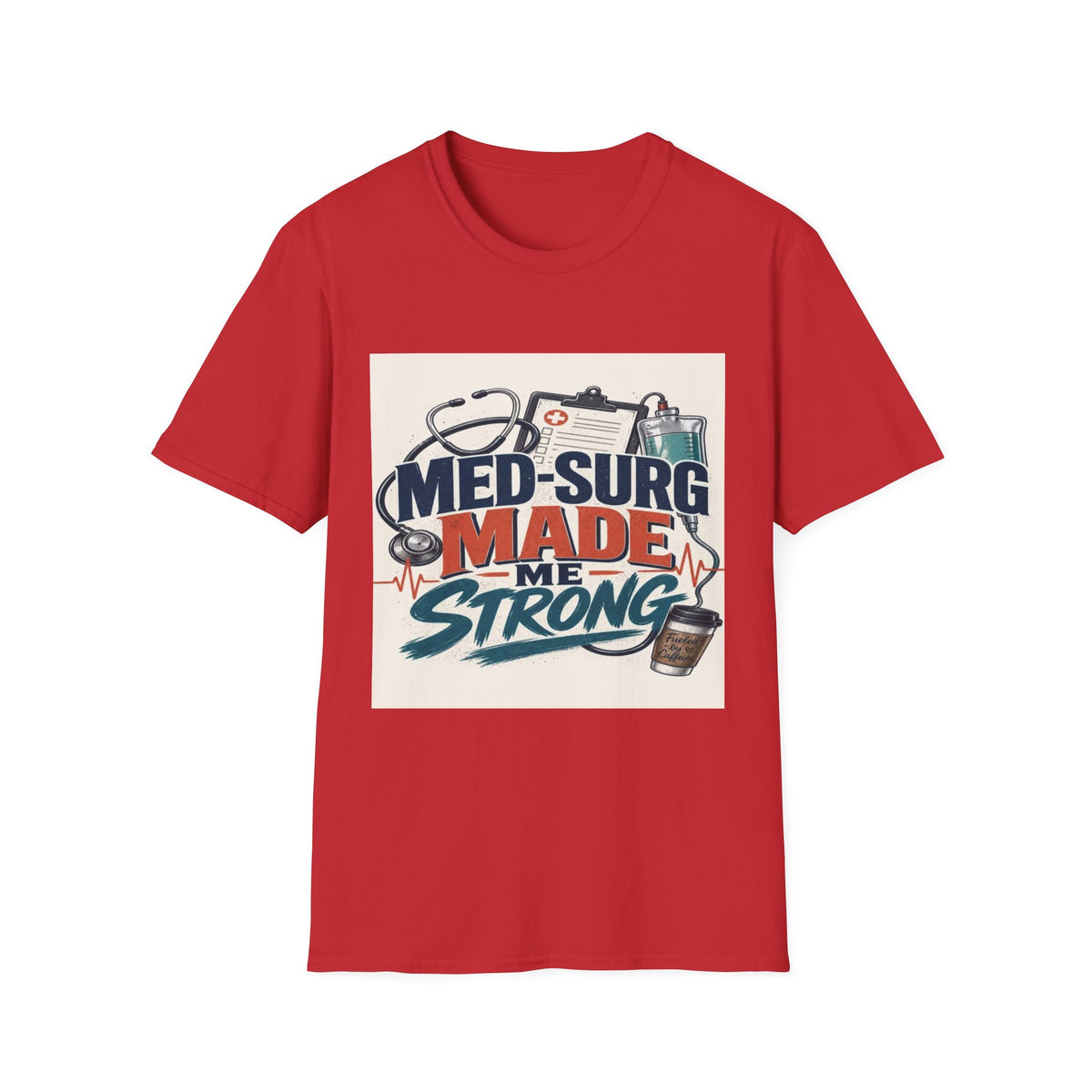 Bold Typography Design Celebrating Med-Surg Strength With Healthcare Icons- Graphic Tees