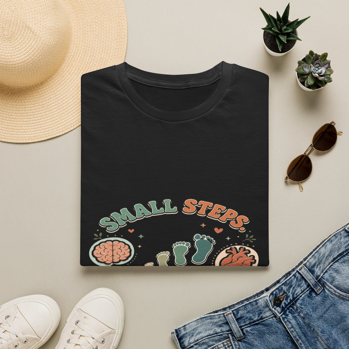 Typography Design Showcasing Small Steps Leading To Growth- Graphic Tees