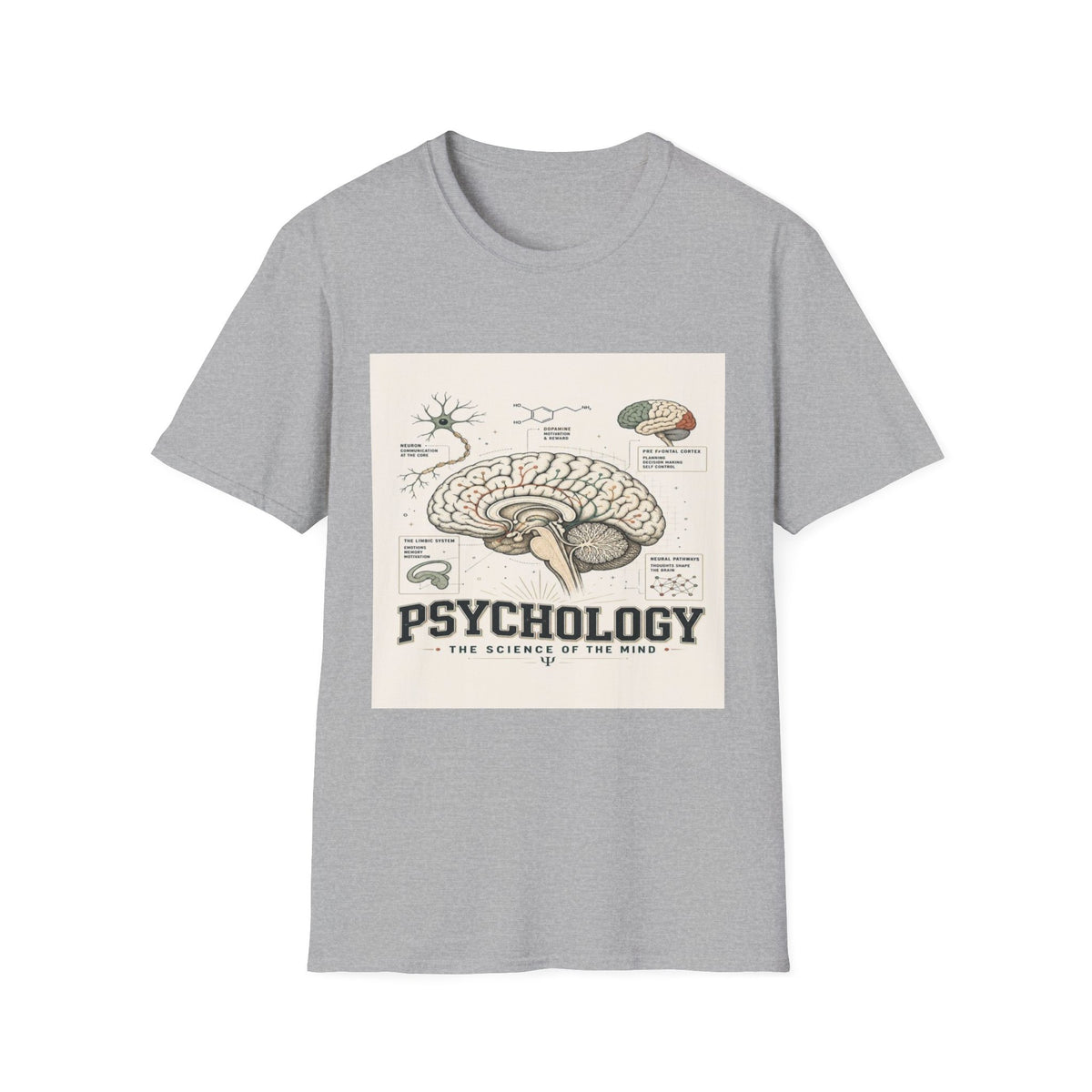 Human Brain Illustration Featuring Neural Pathways And Typography- Graphic Tees