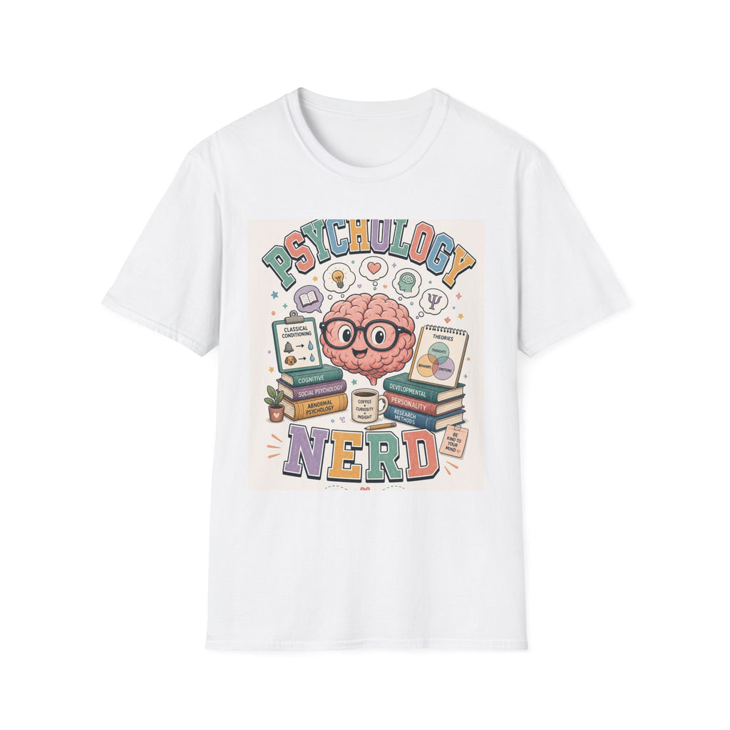 Playful Psychology Nerd T Shirt Design Featuring Brain And Books