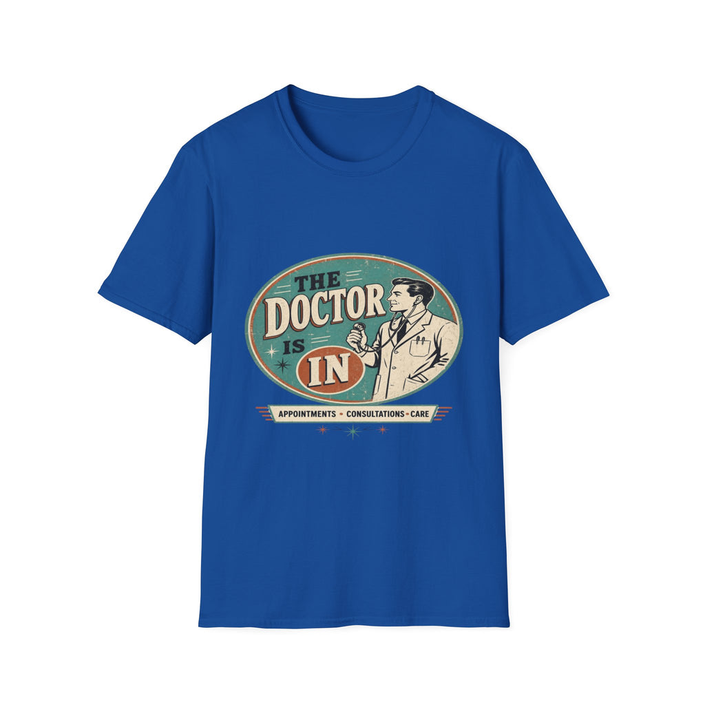 Vintage 1950s Doctor Office Graphic With Classic Badge- Graphic Tees