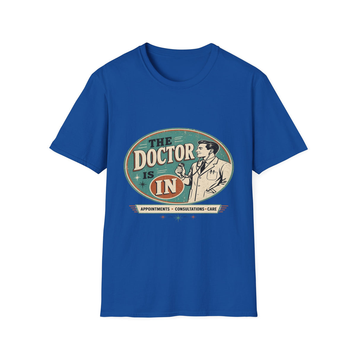 Vintage 1950s Doctor Office Graphic With Classic Badge- Graphic Tees
